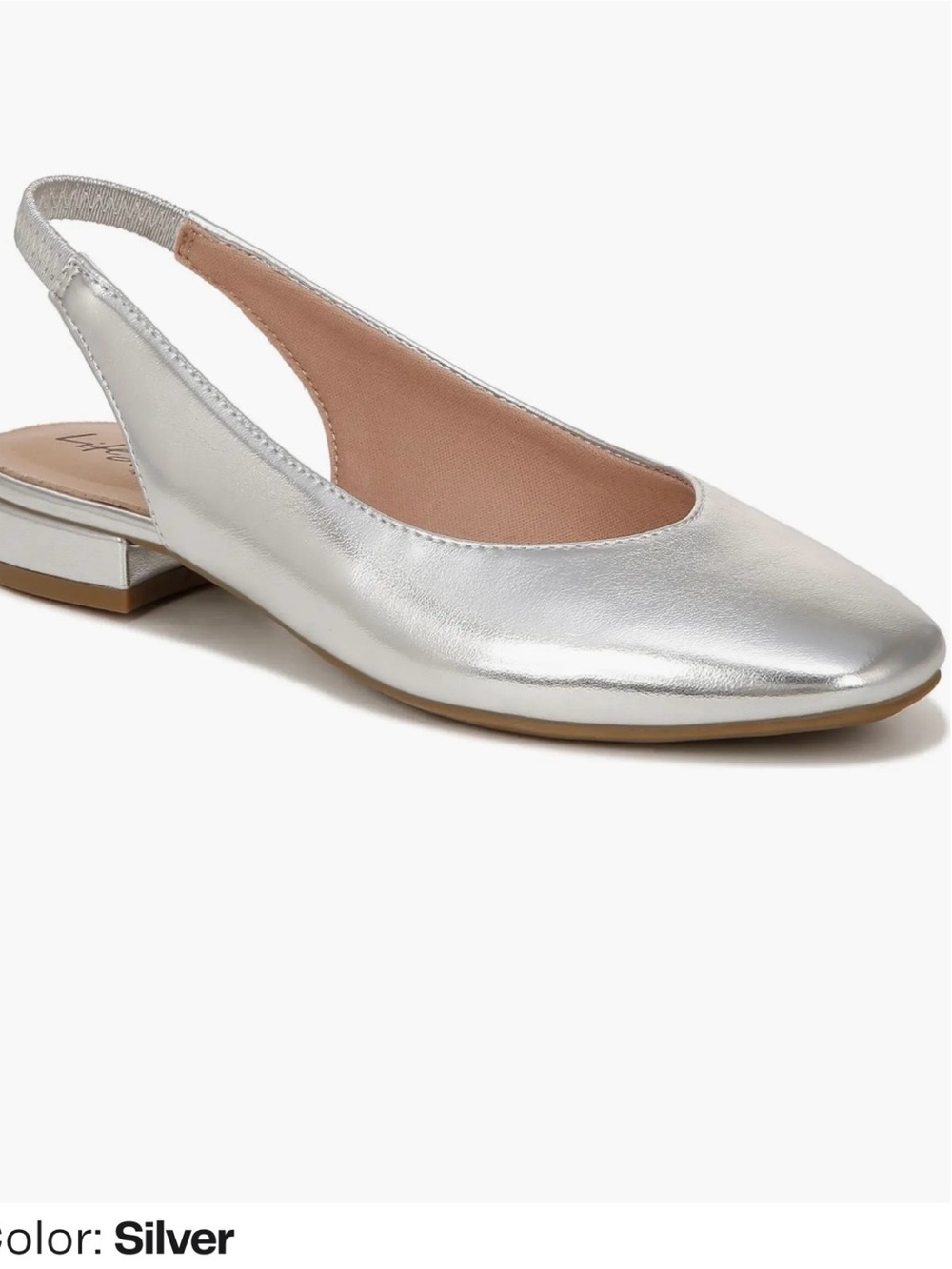 Life Stride Silver Metallic Slingback Flat